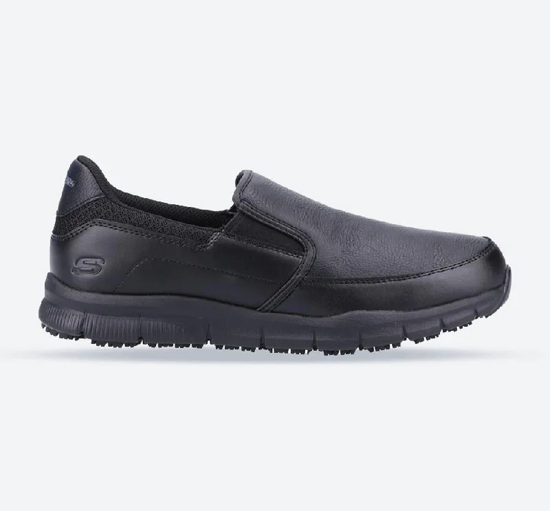 men casual shoes with cushioned heel-Men's Wide Fit Skechers Sk77236EC Nampa Annod Occupational Trainers