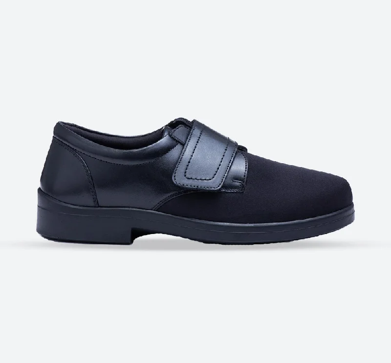 men casual shoes with waterproof upper-Mens Wide Fit Tredd Well Benjamin Velcro Soft Stretch Shoes - Black