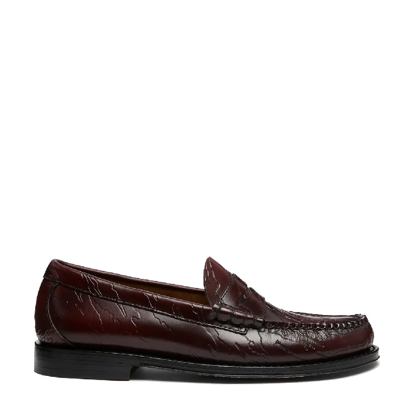 men casual shoes for running-G.H.Bass x Maharishi Larson Penny Loafers Wine Embossed Leather