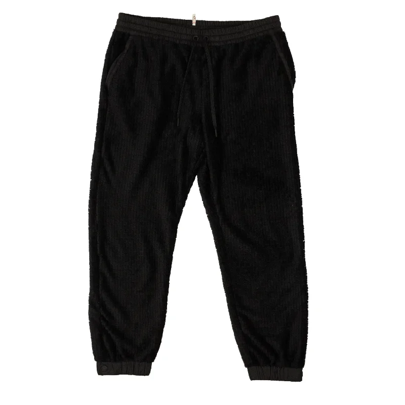 men clothing athletic joggers-Black Polyester Fur Logo Sweatpants