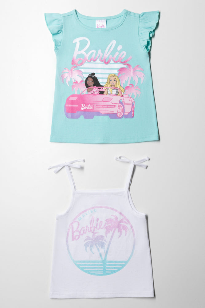 men clothing summer shirt-Barbie 2 Pack T-Shirts White & Aqua