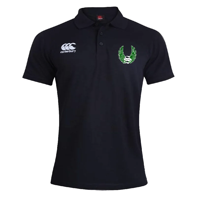 men clothing summer shorts-Sirens Canterbury Waimak Rugby Polo Black