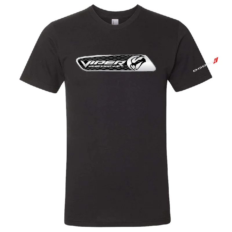 men clothing crew neck t-shirt-Mens Dodge Viper Dash Plaque T-shirt (Heather Black)