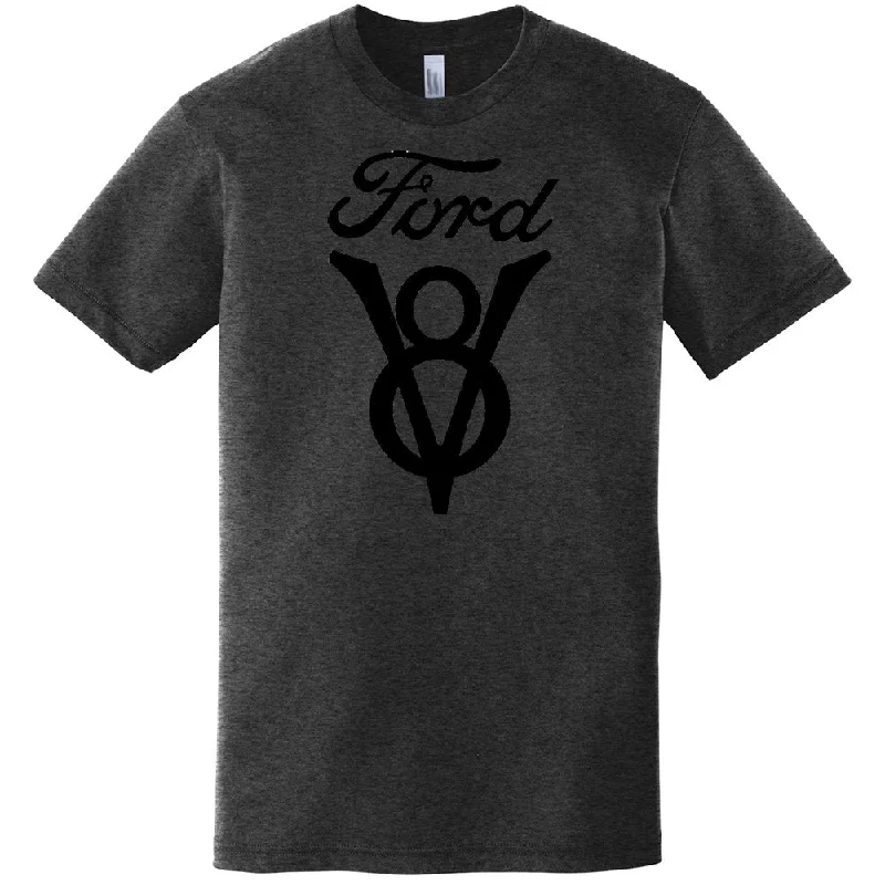 men clothing button-down shirt-Mens Ford V8 Vintage - Heather Black