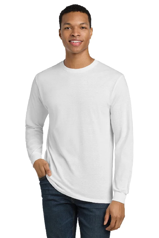 men clothing printed shirt-Gildan Mens DryBlend Moisture Wicking Long Sleeve Crewneck T-Shirt - White