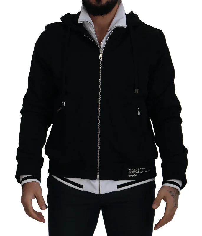 men clothing casual jacket-Dolce & Gabbana Elegant  Bomber Jacket with Men's Hood