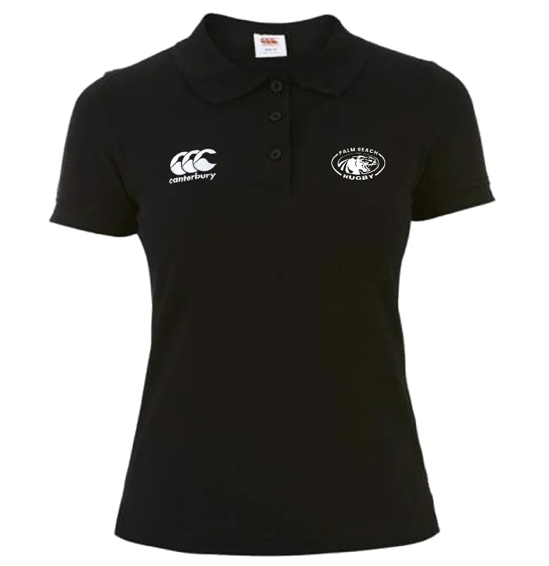 men clothing button-down shirt-Palm Beach Panthers Rugby Canterbury Women's Black Waimak Rugby Polo