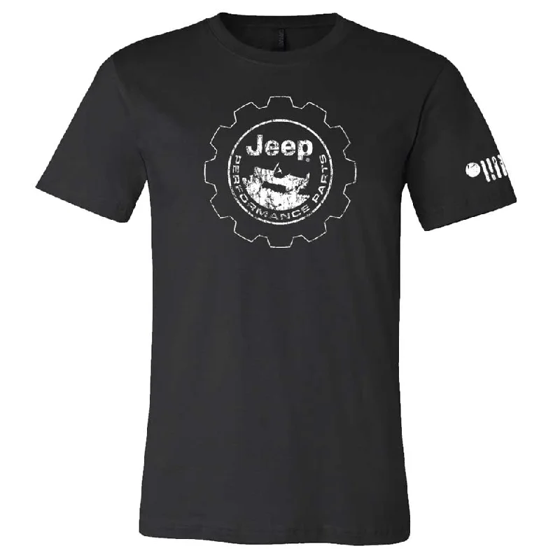 men clothing track pants-Mens Jeep® Performance Distressed Logo T-Shirt - Black