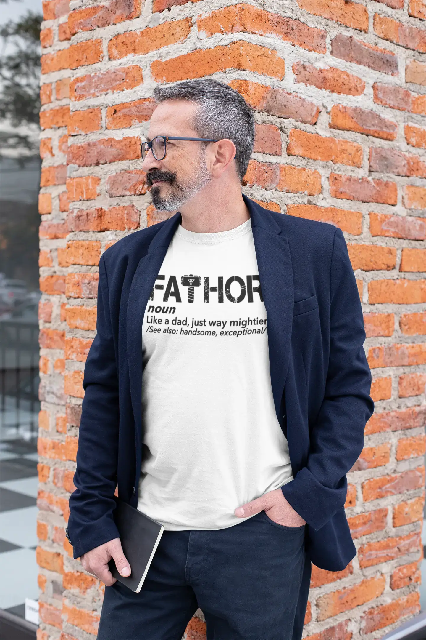 men clothing high-quality t-shirt-ULTRABASIC - Graphic Men's Fa-Thor Like Dad Just Way Mightier Shirt Printed Letters Deep Black