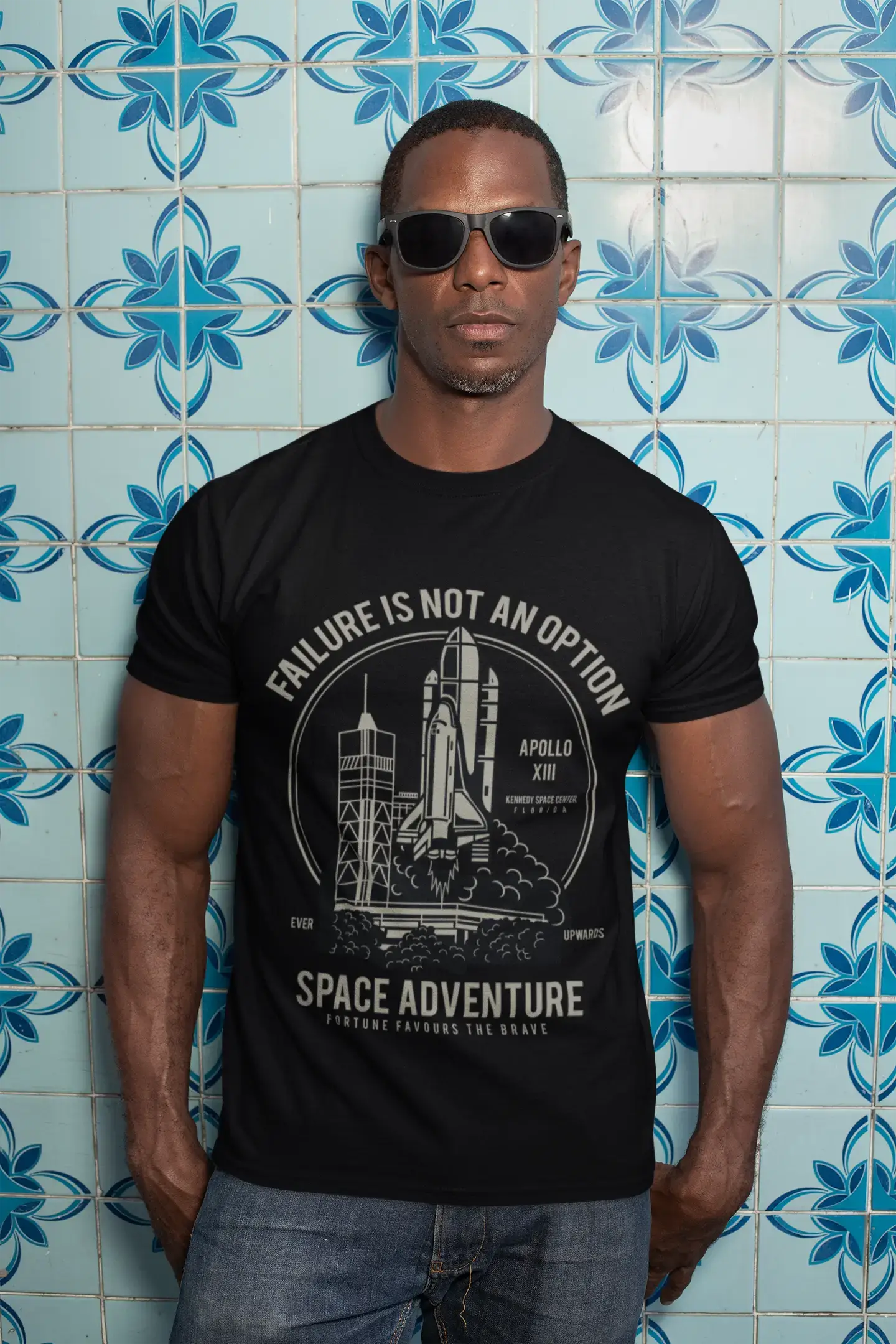 men clothing pullover hoodie-ULTRABASIC Vintage Men's T-Shirt Failure Is Not An Option - Space Adventure