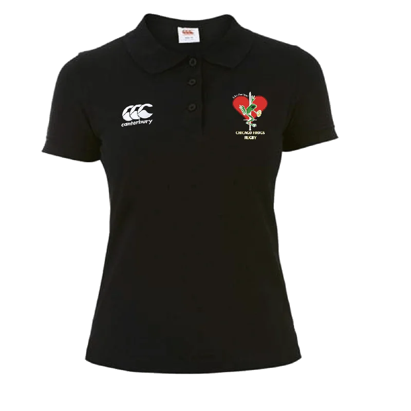 men clothing summer shirt-Frogs Canterbury Women's Black Waimak Rugby Polo