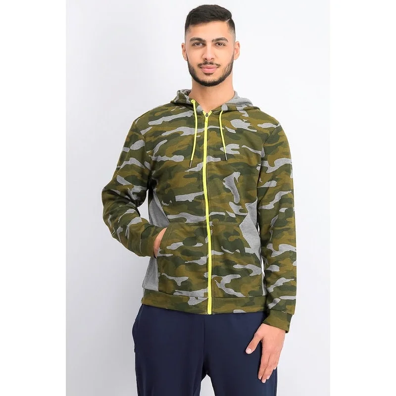 men clothing wool sweater-Ideology Men's Colorblocked Camo Jacket Green Size Extra Large - X-Large