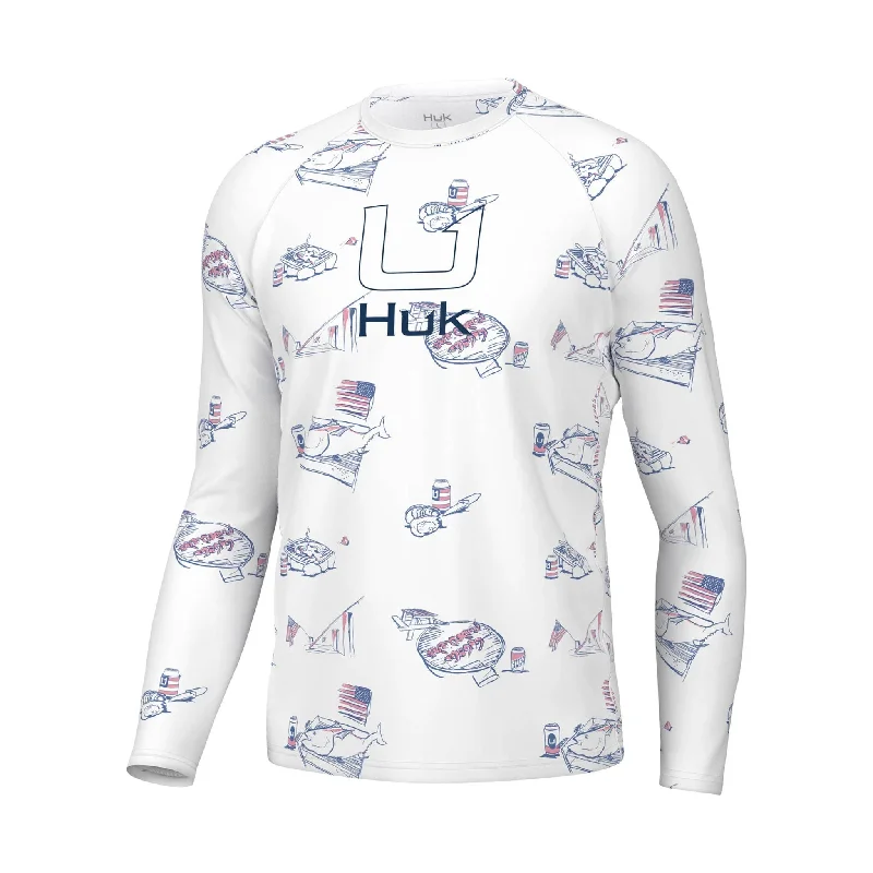 men clothing outdoor jacket-Huk Men's Pursuit Performance Shirt - Americookin White