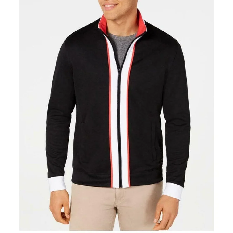 men clothing warm jacket-Alfani Men's Colorblocked Full-Zip Knit Jacket Size Extra Large