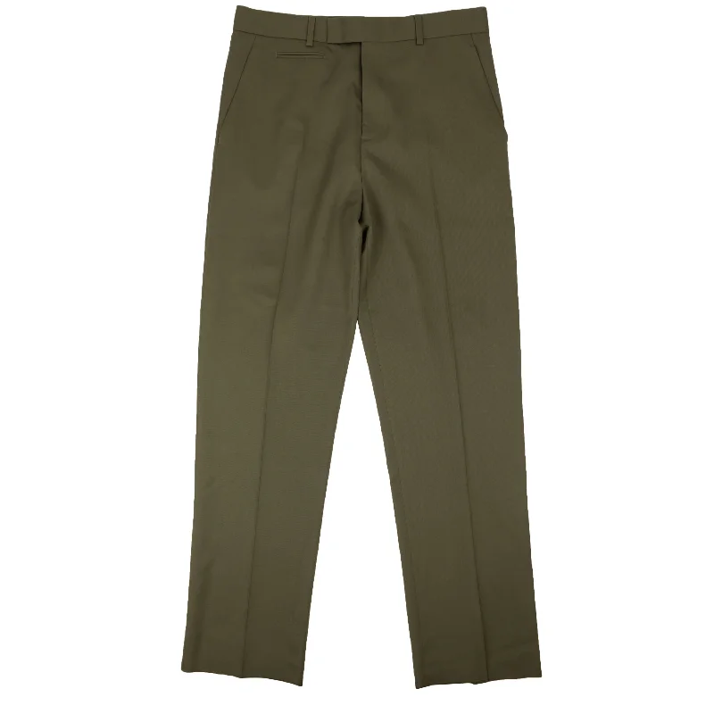 men clothing tailored blazer-Olive Green Wool Twill Pants