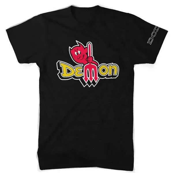 men clothing sporty jacket-Mens Dodge Demon Vintage T-shirt (Black)