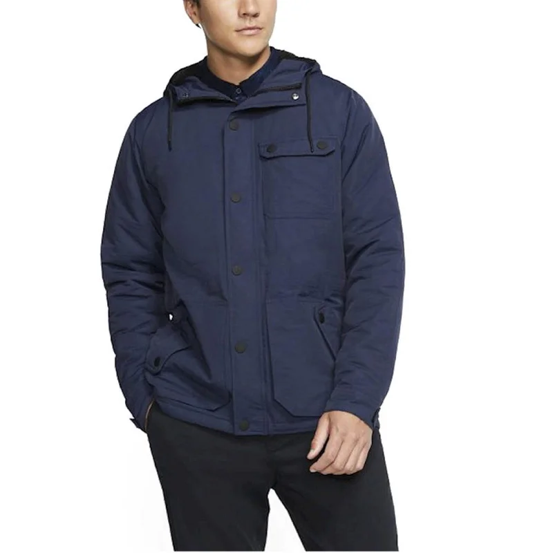 men clothing puffer jacket-Hurley Men's Slammer Jacket Blue Size XX Large - XX-Large