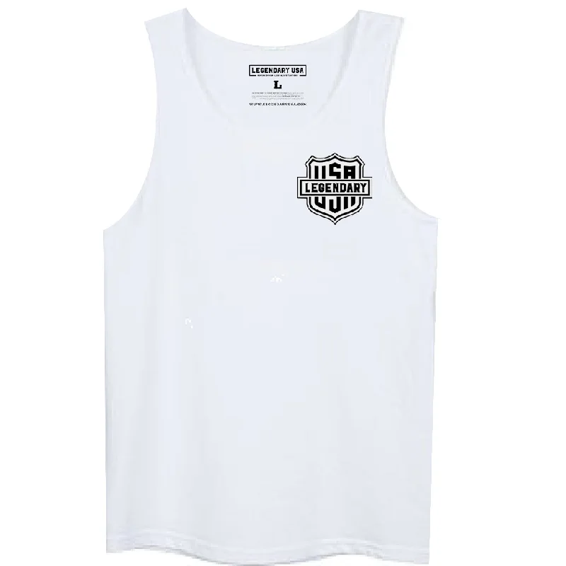 men clothing patterned sweater-Legendary 'Live Legendary Die Legendary' Motorcycle Tank Top - White