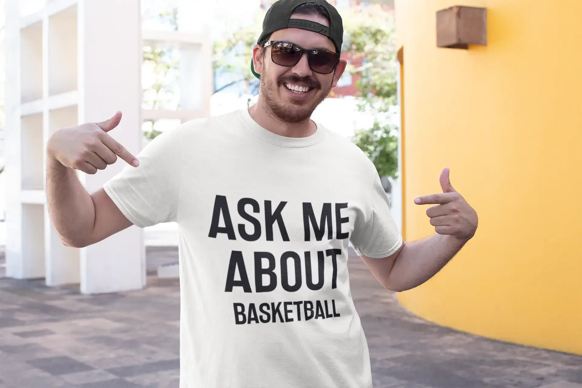 men clothing sports jacket-Ask me about basketball, White, Men's Short Sleeve Round Neck T-shirt 00277