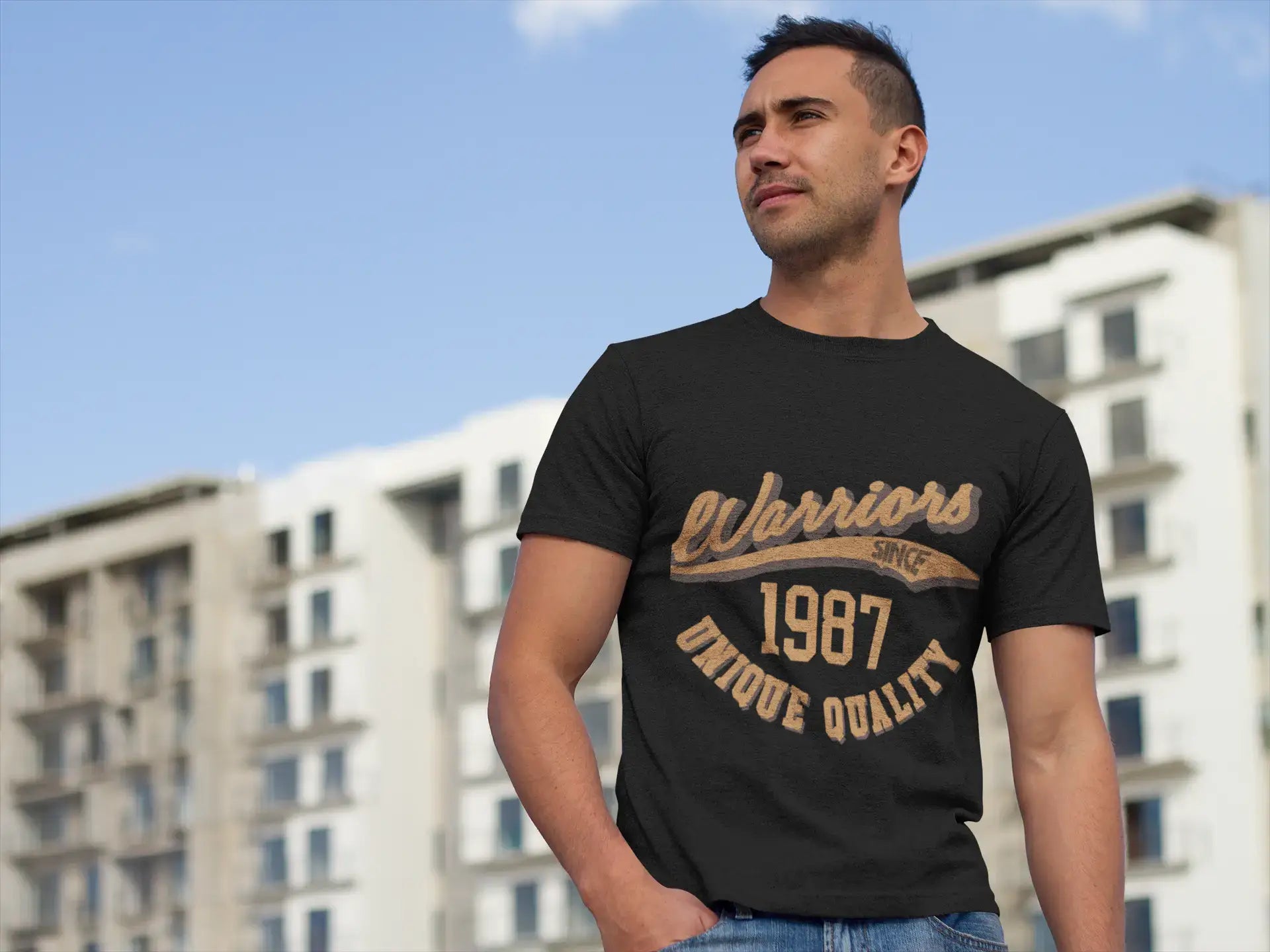 men clothing leather boots-Men's Vintage Tee Shirt Graphic T shirt Warriors Since 1987 Deep Black