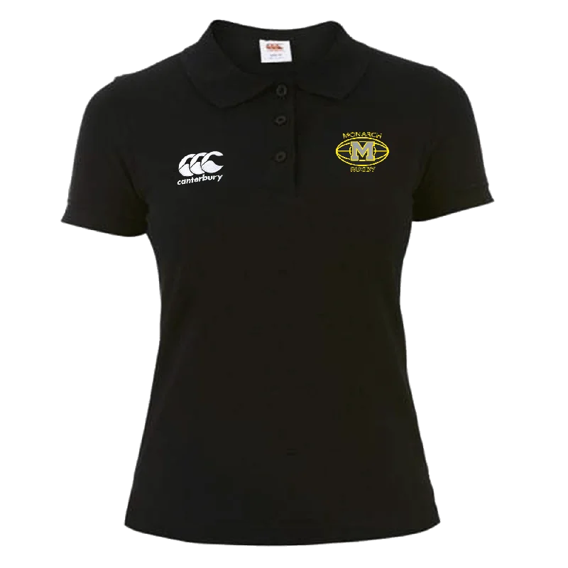 men clothing casual blazer-Monarch Rugby Canterbury Women's Black Waimak Rugby Polo