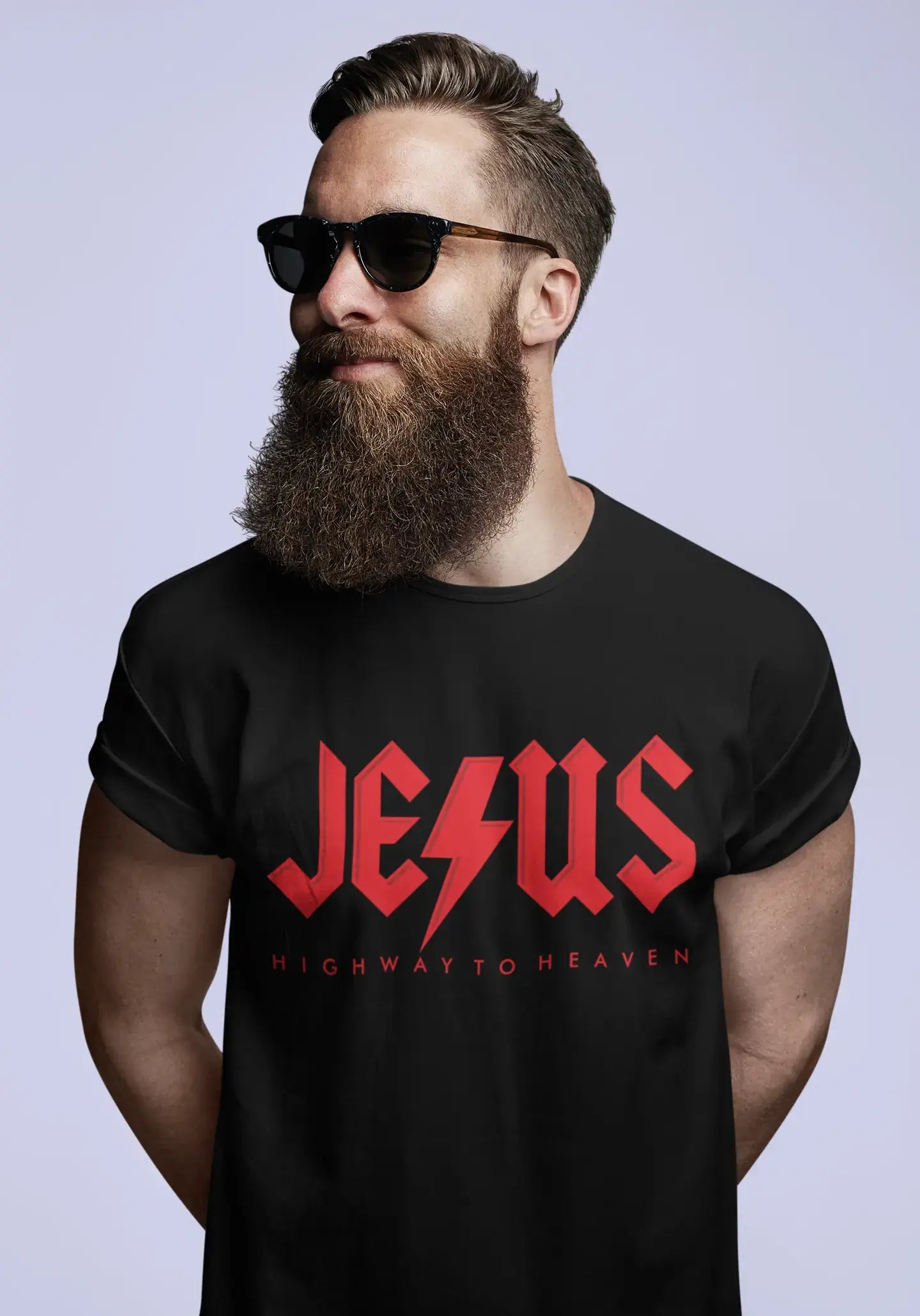 men clothing short sleeve t-shirt-ULTRABASIC Men's T-Shirt Jesus Highway to Heaven - Religious Shirt