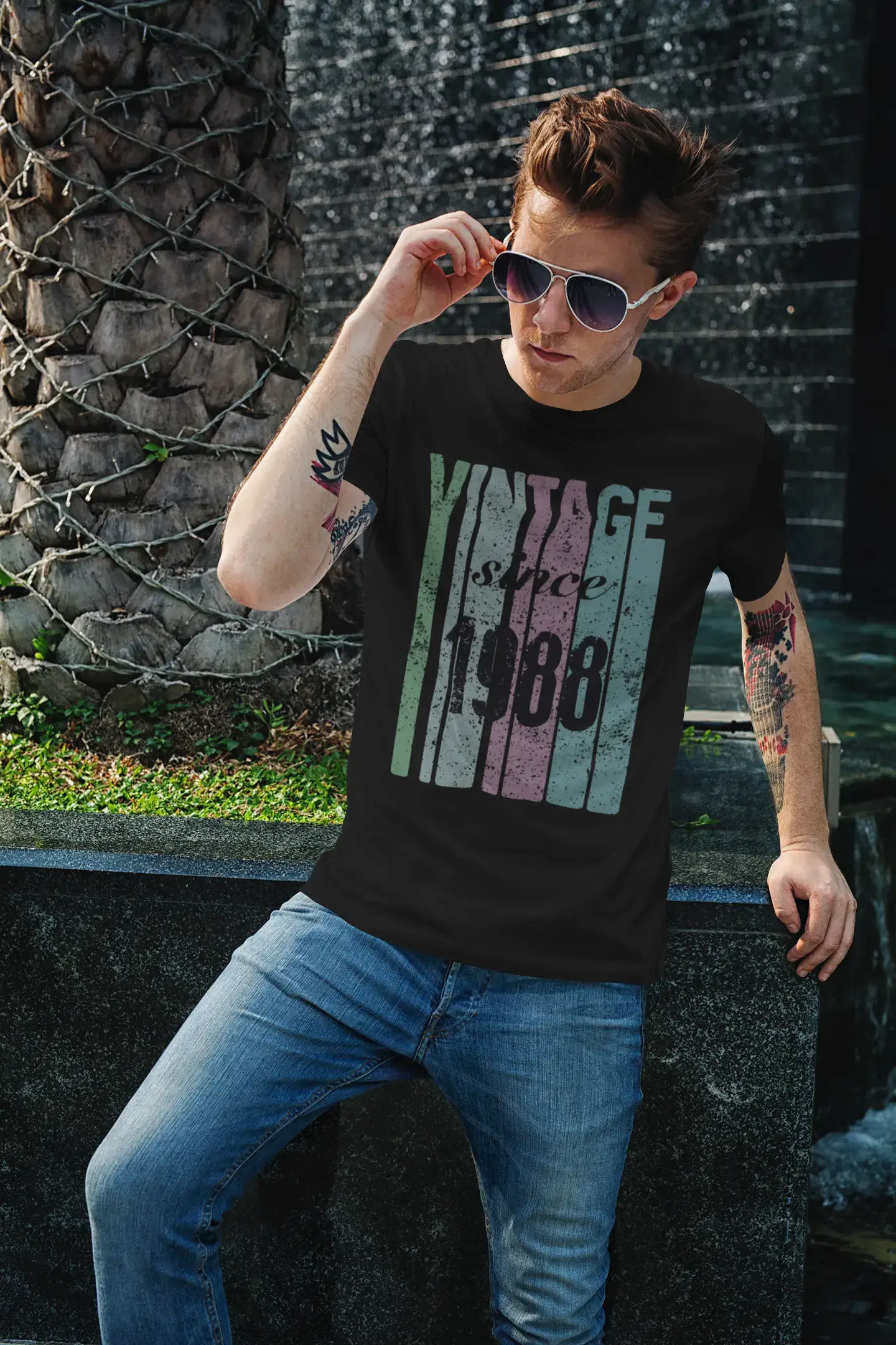 men clothing linen shirt-1988, Vintage Since 1988 Men's T-shirt Black Birthday Gift 00502