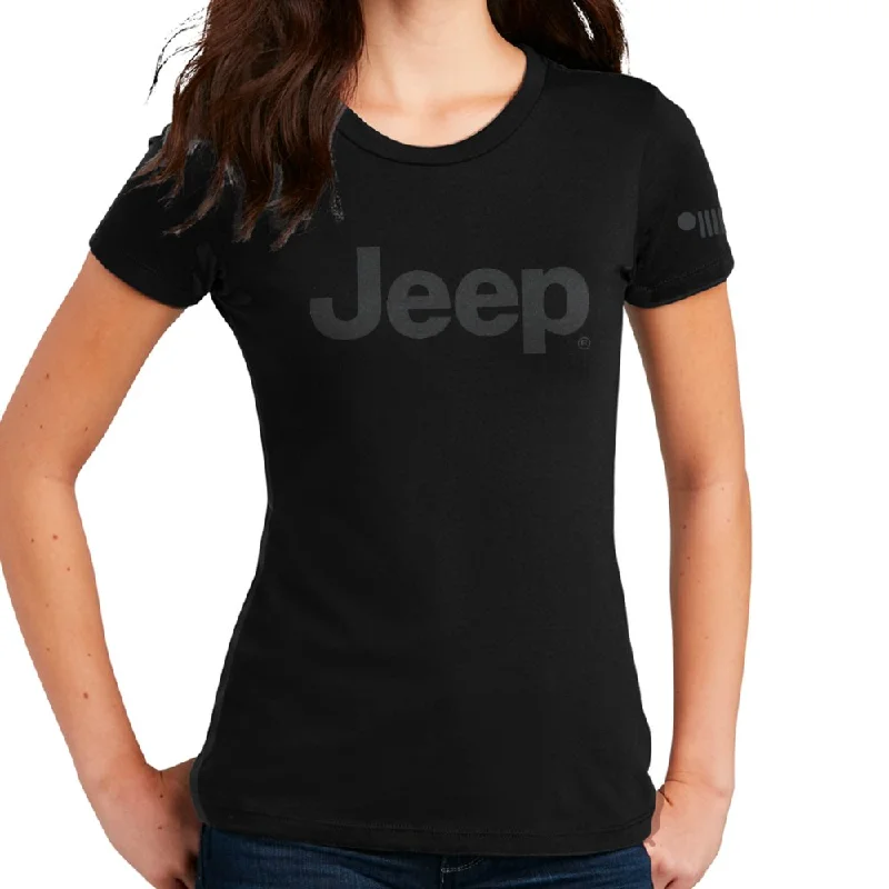 men clothing puffer jacket-Ladies Jeep® Text Blackout T-Shirt - Black