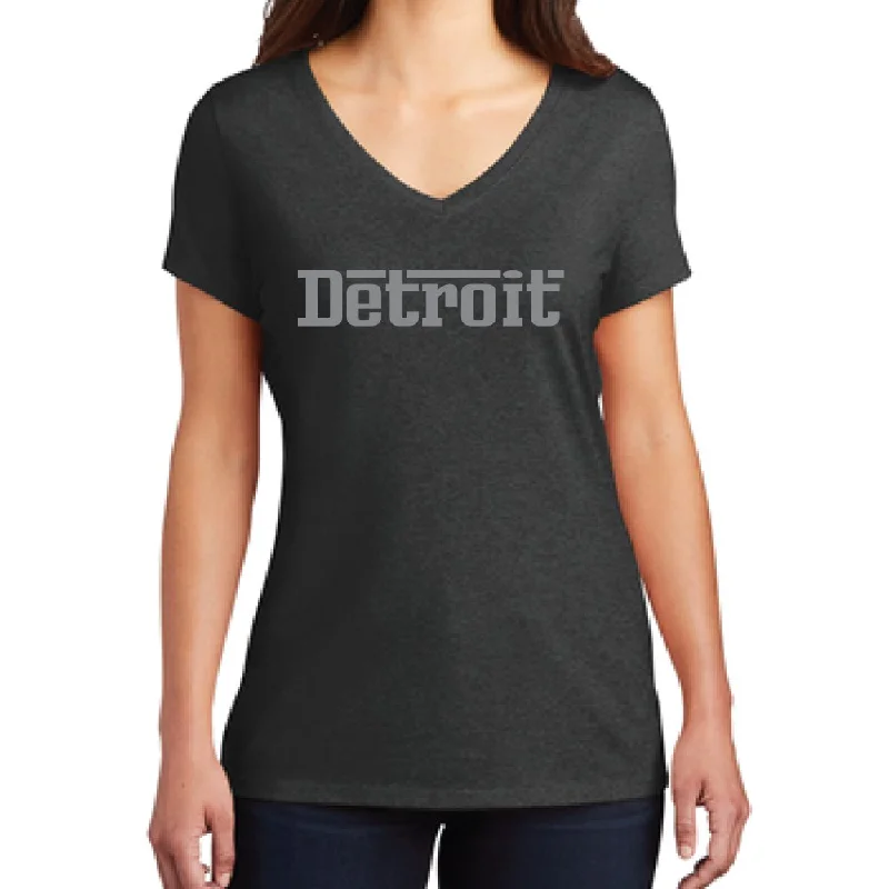 men clothing graphic t-shirt-Ladies Detroit Grigio - Heather Black