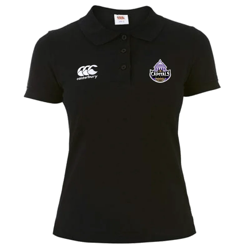 men clothing fleece vest-Capitals Rugby NC Canterbury Women's Black Waimak Rugby Polo