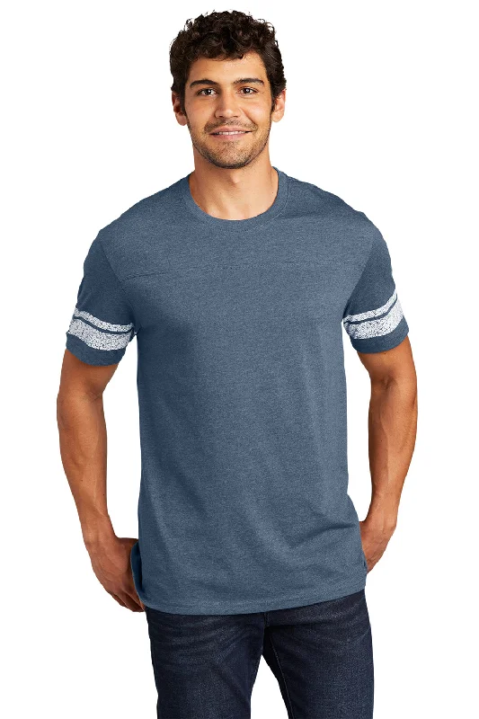 men clothing stylish outerwear-District Mens Game Short Sleeve Crewneck T-Shirt - Heather New Navy Blue/White - Closeout