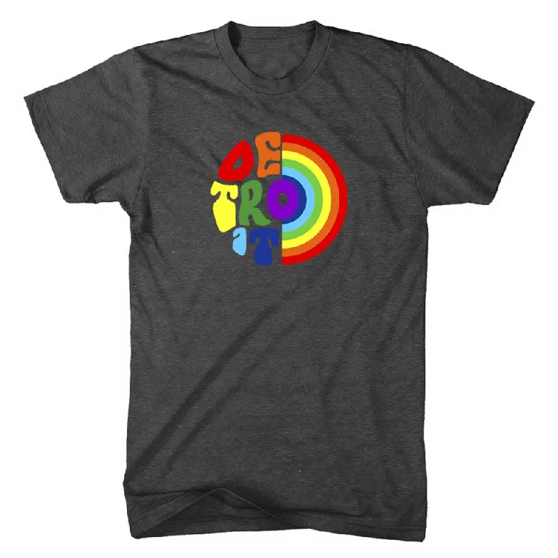 men clothing winter coat-Unisex/Mens Detroit Rainbow T-shirt (Heather Black)