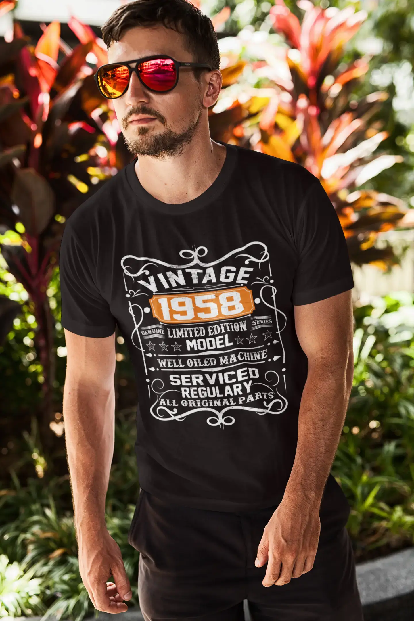 men clothing tailored pants-ULTRABASIC Men's T-Shirt Vintage 1958 Limited Edition Well Oiled Machine - 62nd Birthday Tee Shirt