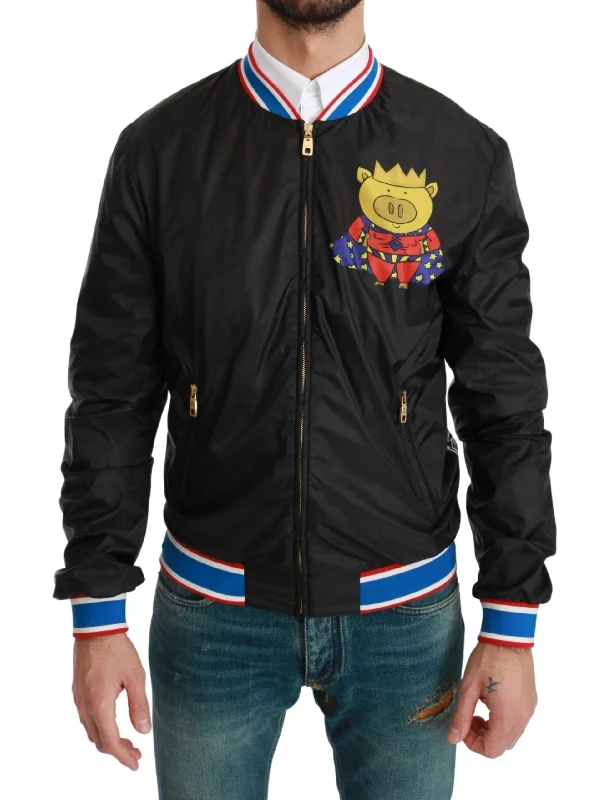 men clothing lightweight jacket-Dolce & Gabbana Elegant multi Motive Bomber Men's Jacket