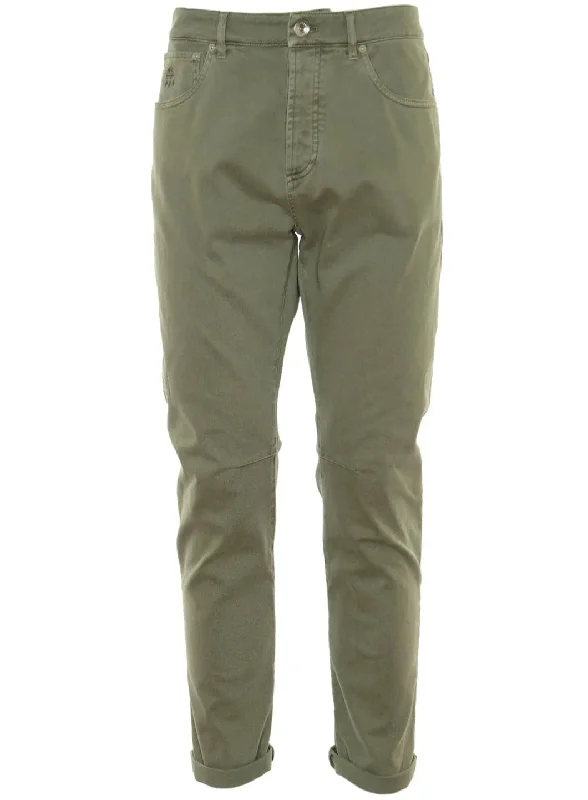 men clothing insulated jacket-Brunello Cucinelli Mens Straight Leg Logo Patch Pants in Khaki