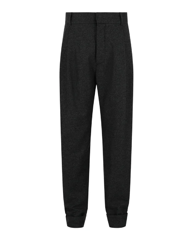 men clothing dress shirt-Pleated Wool Trousers