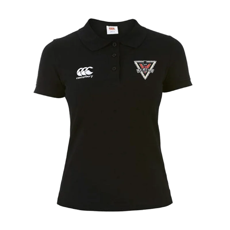 men clothing track pants-Rebels Rugby Canterbury Women's Black Waimak Rugby Polo