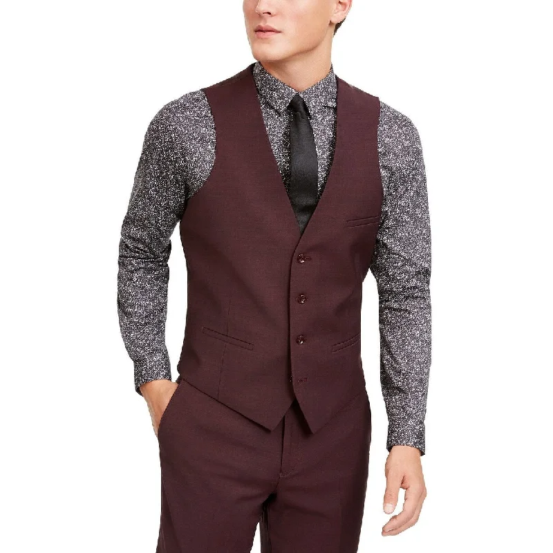 men clothing casual trousers-Bar III Men's Slim-Fit Active Stretch Solid Suit Vest Purple Size Large