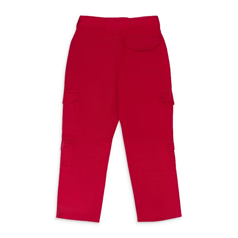 men clothing slim fit pants-TWILL RED CARGO PANTS