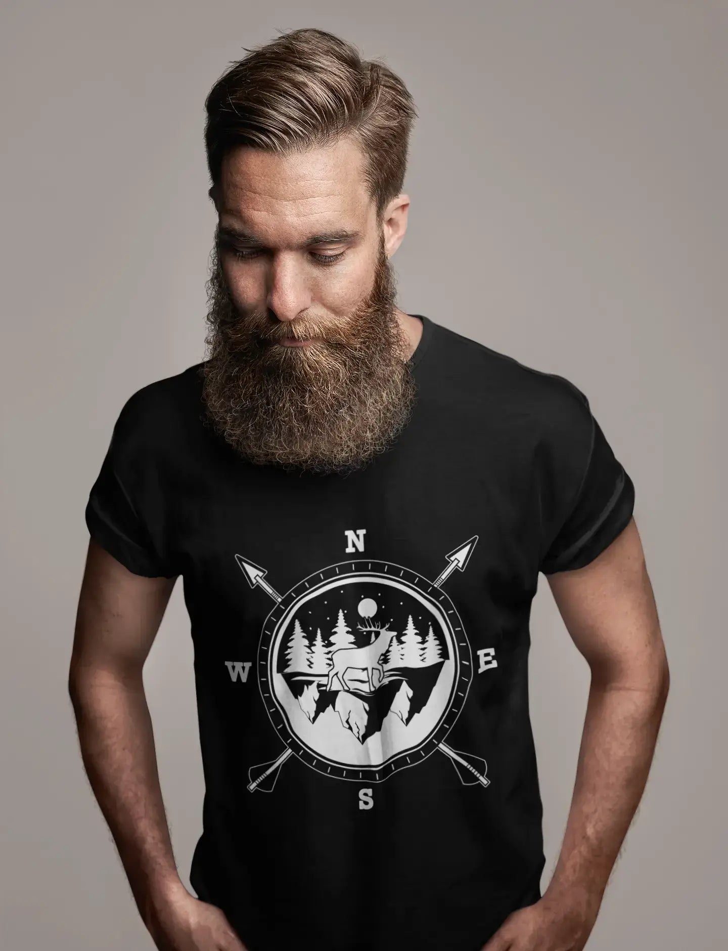 men clothing formal wear-ULTRABASIC Men's T-Shirt Hunting Deer Compass - Hunter Tee Shirt