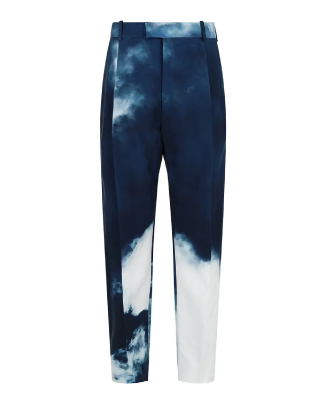 men clothing fleece pullover-Blue Sky Pleated Trousers