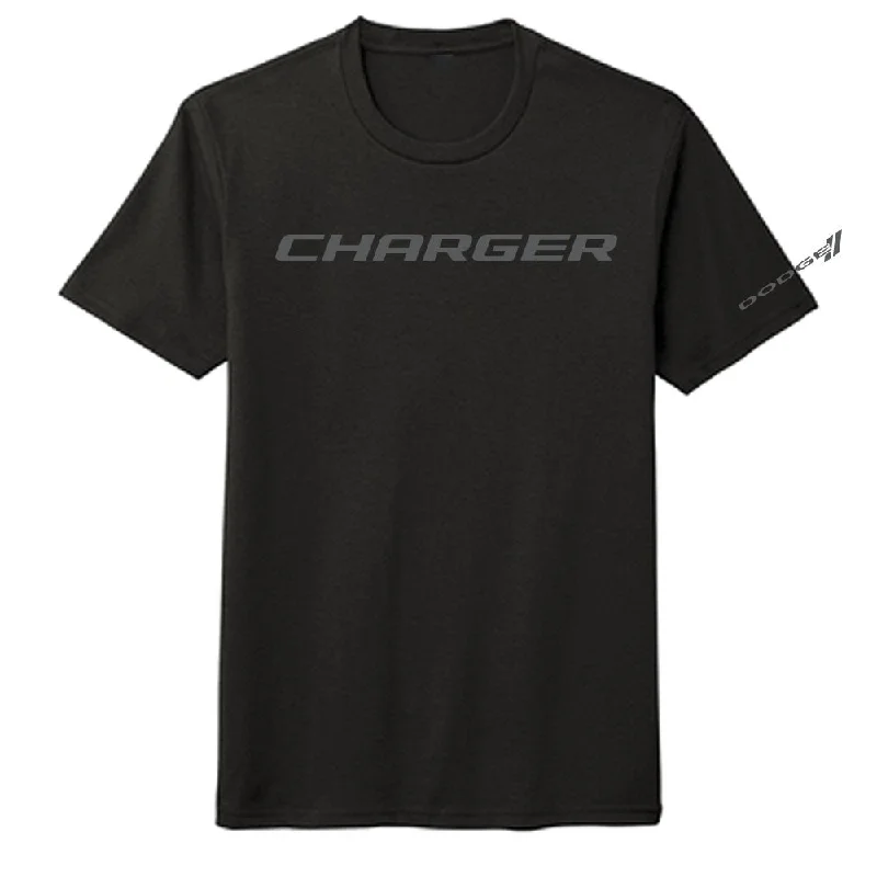 men clothing zip-up hoodie-Mens Blackout Dodge Charger T-shirt