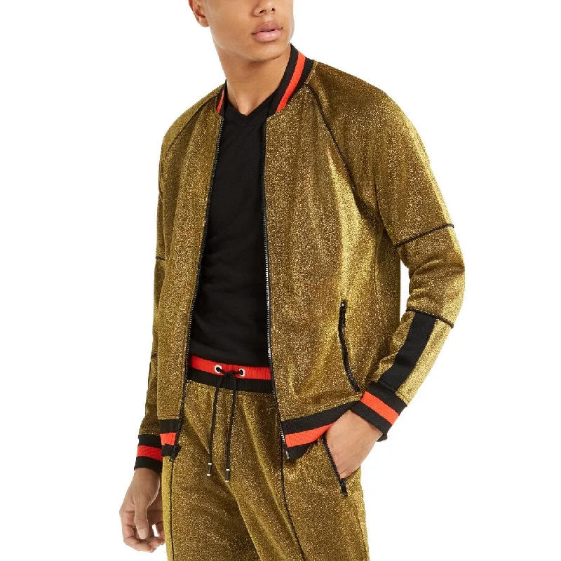 men clothing sporty jacket-INC International Concepts Men's Disco Track Jacket Gold Size Extra Large