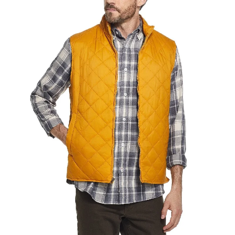 men clothing cargo pants-Weatherproof Vintage Men's Diamond Quilted Vest Yellow Size XL