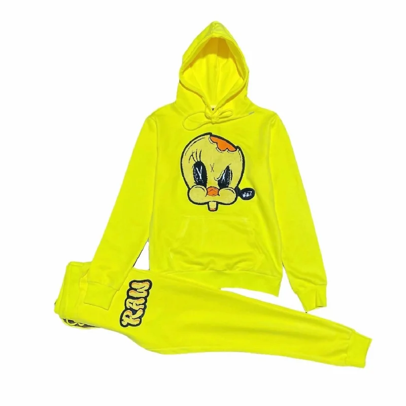 men clothing cardigan sweater-Men's Angry Bird Jogging Set In Yellow