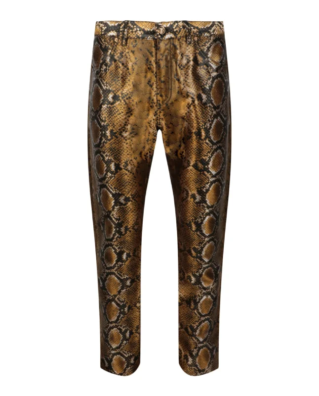 men clothing snow jacket-Snakeskin Print Pants