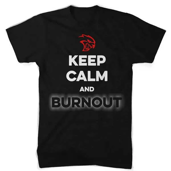 men clothing casual blazer-Mens Dodge SRT Hellcat “Keep Calm and Burnout” T-shirt (Black)