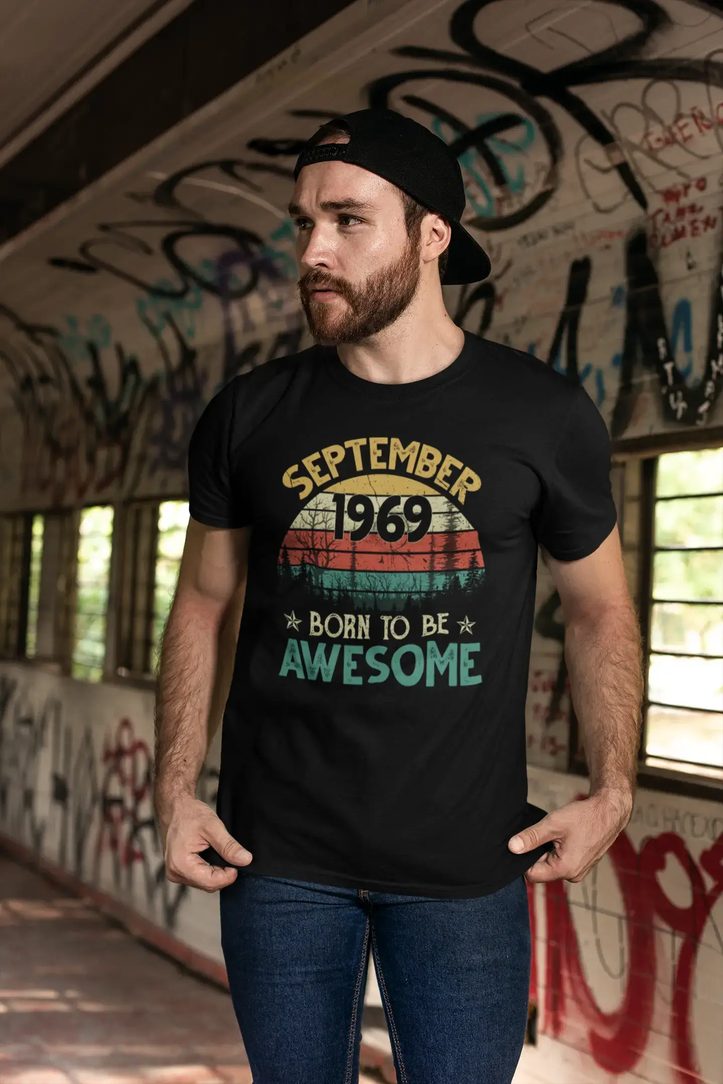 men clothing vest jacket-ULTRABASIC Men's T-Shirt September 1969 Born to be Awesome 52 Years Old - Gift for 52nd Birthday Tee Shirt