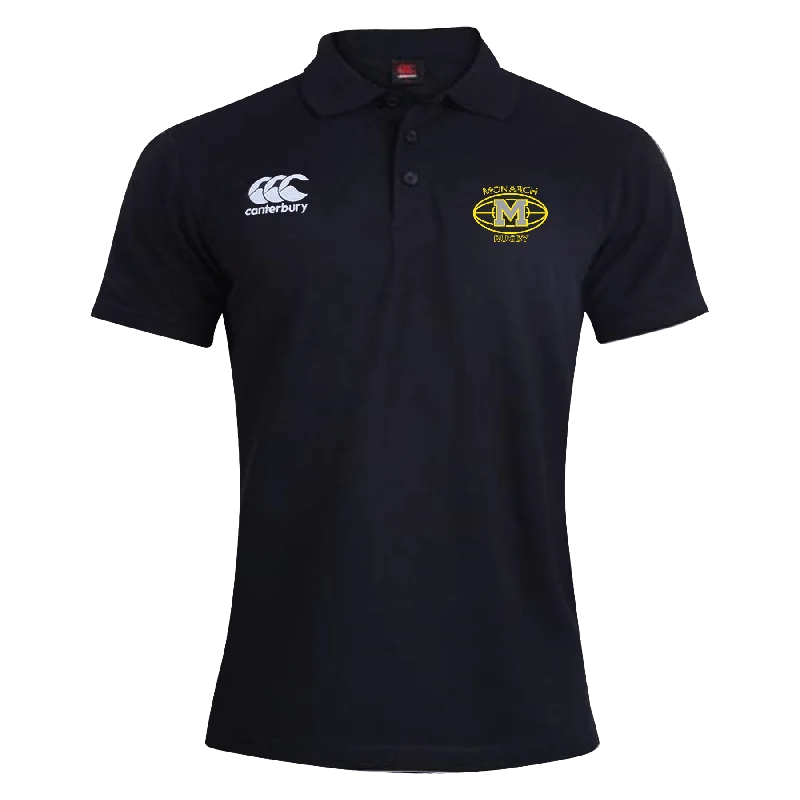 men clothing zip-up hoodie-Monarch Rugby Canterbury Waimak Rugby Polo Black