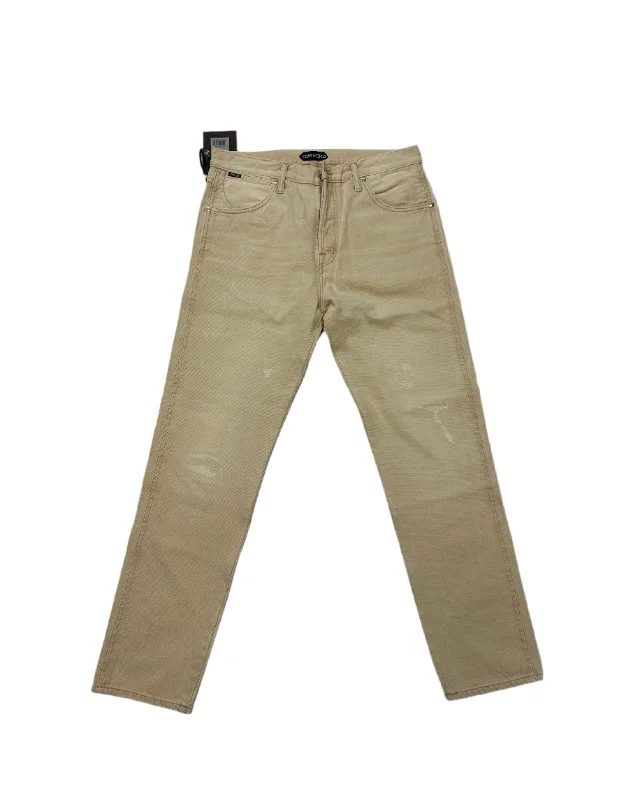 men clothing business suit-Tom Ford Mens Jeans In Beige